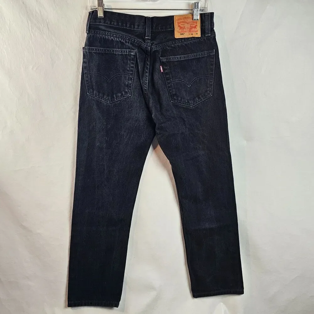 Levi's 505 Jeans Mens 31x30 Black Straight Leg Denim Classic Casual Skater